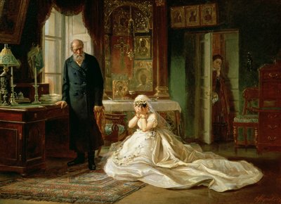 Bij het Altaar, 1870s door Firs Sergeevich Zhuravlev